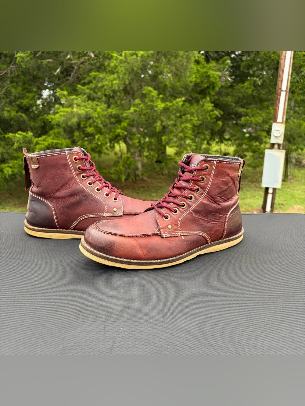 Crevo Leather Buck chukka boots tan oxblood Sz 12
